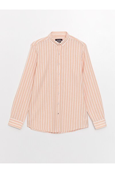 LC Waikiki Regular Fit Uzun Kollu Çizgili Keten Erkek Gömlek