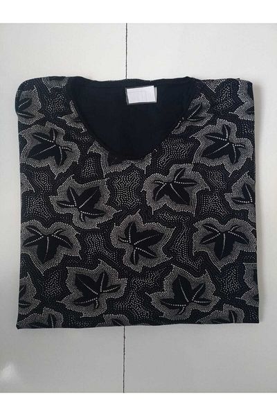 anne moda ankara Ολόσωμη καλοκαιρινή μακρυμάνικη σειρά Battal - Βαμβακερή βισκόζη Lycra Anti-Sweat Buluz