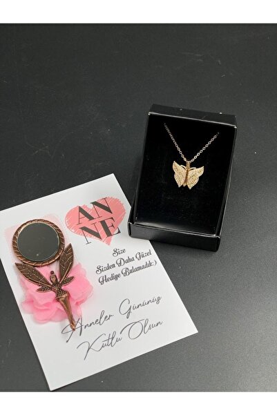 Masalsı Concept Mother's Day Gift with Zircon Pendant and Epoxy Keychain with Butterfly Pattern