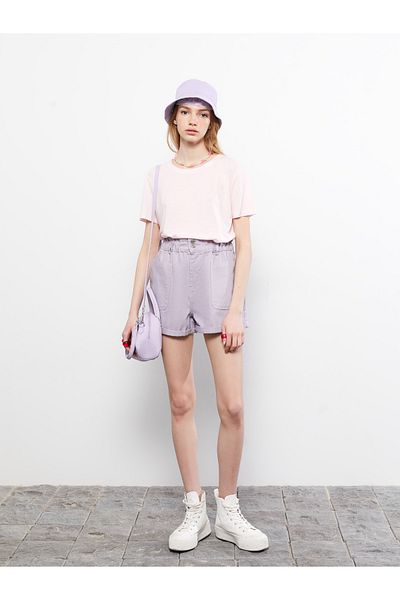 LC Waikiki Lässige, gerade Jeansshorts für Damen mit hoher Taille und Taschendetail