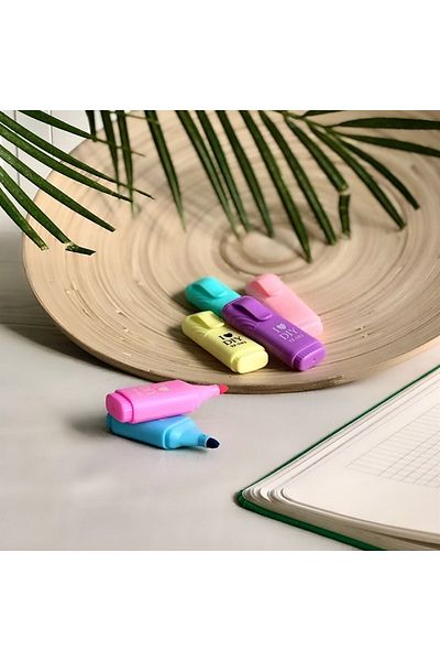 hediyeofisi Mini Highlighter 6-Piece Student Marking Pen - Pastel Colors Ho0184
