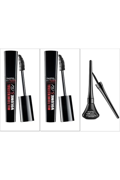 Show by Pastel Pastel Multidimentional Volume & Curl Mascara 2 Pieces + Pastel Waterproof Dipliner Black