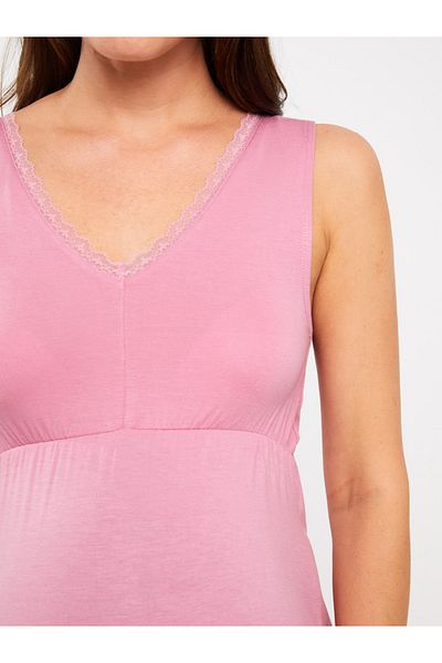 LC Waikiki Umstandsnachthemd mit V-Ausschnitt und Spitzendetail