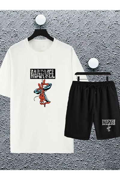 macklin Unisex Γυναικείες Ανδρικές φόρμες Marvel Spiderman με στάμπα μπλουζάκι και σορτς αθλητικές φόρμες