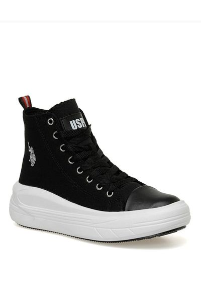 U.S. Polo Assn. BAZA. Polo Assn. Clementine Tex 3FX - Tenis casual negru cu talpă groasă pentru femei
