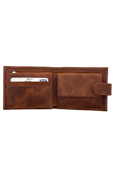 Eminsa Men's Tan Crazy Leather Snap Wallet
