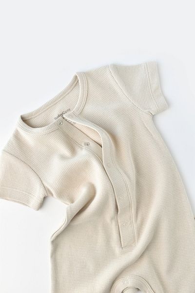 BabyCosy Organic Waffle Short Sleeve Jumpsuit