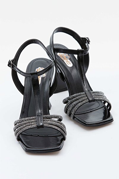 DUYGUSHOESBAG حذاء سهرة نسائي بحزام واحد من النيون المعدني