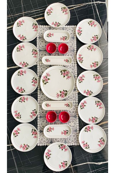 VENÜS HOME DECORATION Snow Flower 21 Piece Breakfast Set for 12 Persons