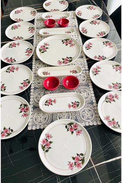 VENÜS HOME DECORATION Snow Flower 21 Piece Breakfast Set for 12 Persons
