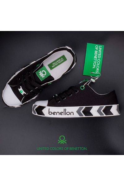 Benetton Pantofi sport scurti unisex copii negri Bn-30633