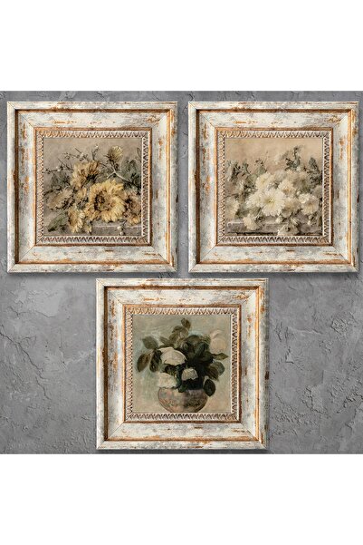 TekTablo Eskitme Çerçeveli Ahşap Tablo Seti 3 Parça