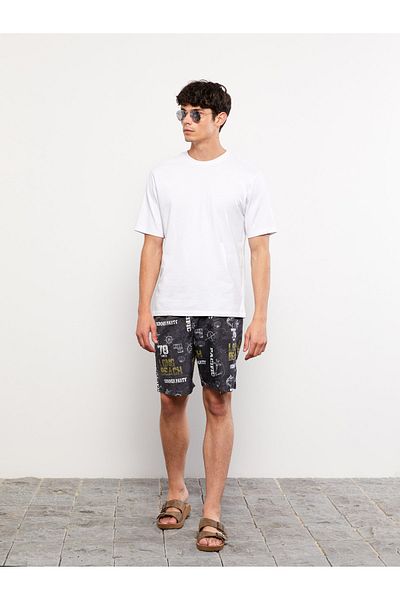LC Waikiki Gemusterte Herren-Badeshorts in kurzer Länge