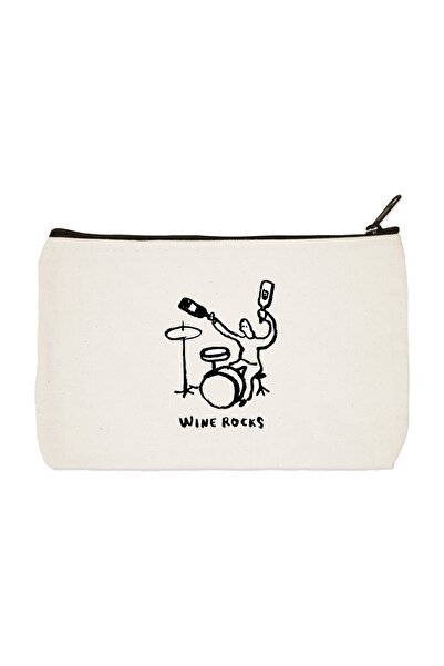 designedfy Чанта за грим, калъф за моливи, чанта от плат с щампа Wine Rocks