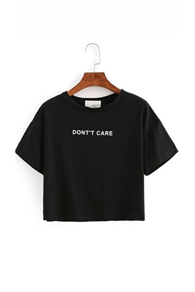 SELENA BUTİK Oversize Μοναδικό Μαύρο εμπριμέ Crop Top