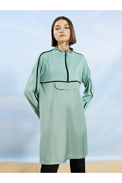 LC Waikiki High Collar Plain Long Sleeve Women's Hijab Swimsuit Top