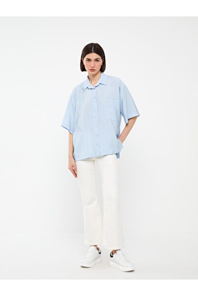 LC Waikiki Obyčejná oversize dámská košile s krátkým rukávem