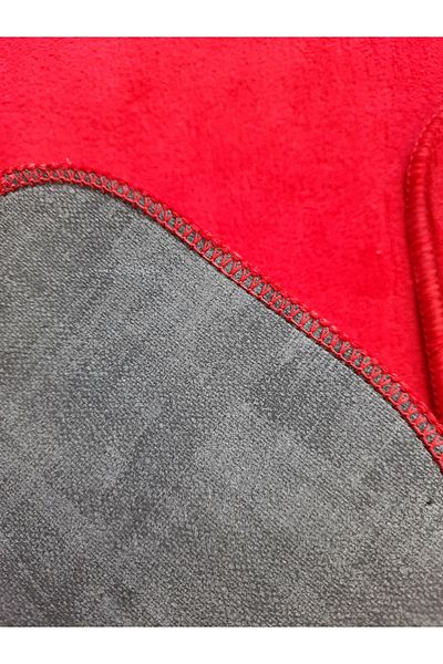 Bonny Home Ultrasoft Plain Red Σετ 2 Χαλιά Μπάνιου Αντιολισθητικό Σετ Τουαλέτας με Δερμάτινη Βάση που πλένεται