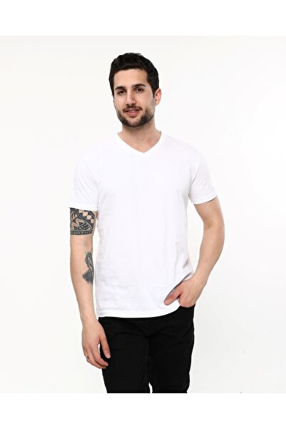 Owut Collection Λευκό μπλουζάκι με λαιμόκοψη σε V