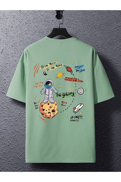 Machetta Μπλουζάκι Unisex The Galaxy Planet Printed Oversize Crew Neck Tshirt