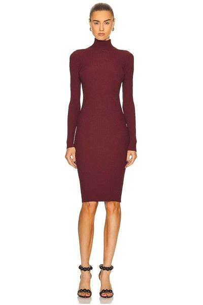 Zagrep Women's Burgundy Half Turtleneck Silk Jersey Mini Dress