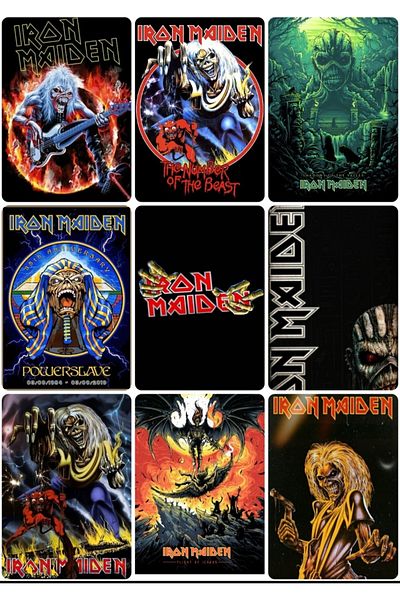 owl bag Σετ φωτοκαρτών Mini 9' με μοτίβο σχεδίασης Metallica-Iron Maiden Band
