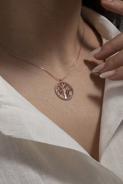 ESSARE 925 Ayar Hayat Ağacı Sevgililer Gümüş Kolye