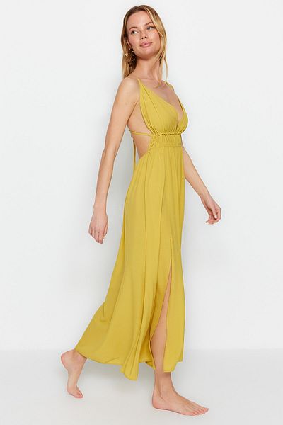 Trendyol Collection Λάδι Πράσινο Maxi Φόρεμα παραλίας με σκίσιμο TBESS23EL00063