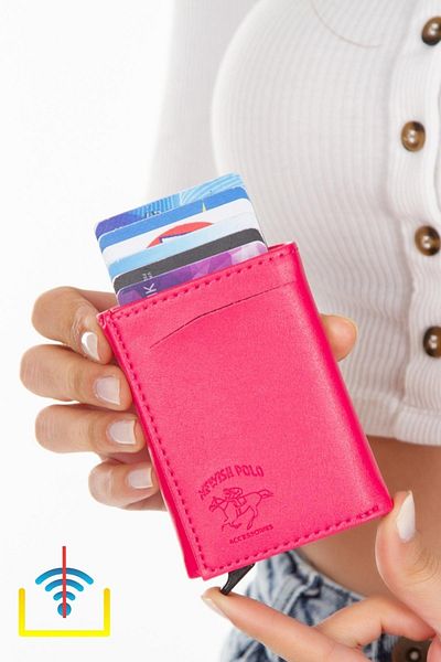 Adelina Bags Fuşta Basic Leather Mechanism Card Holder Wallet with Automatic Slide