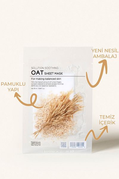 TENZERO 10 Pack Soothing, Toning, Moisturizing and Balancing Oat Transparent Cotton Mask Korea