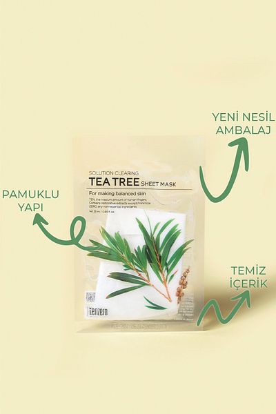 TENZERO 10 Pack Skin Cleansing Moisturizing and Balancing Tea Tree Transparent Cotton Mask Korea