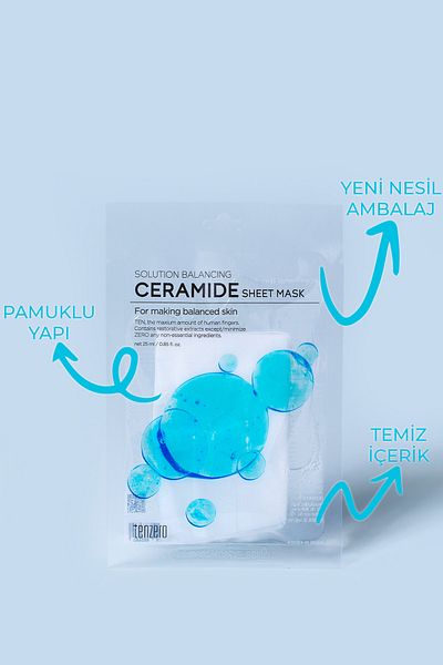 TENZERO Pack of 10 Brightening Effect Moisturizing and Balancing Ceramide Transparent Cotton Mask Korea