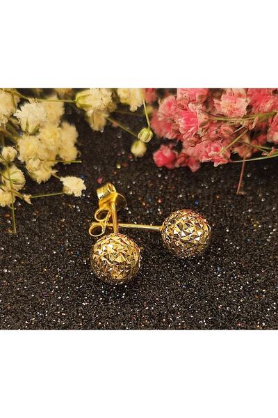 Ervam Kuyumculuk 925 Ayar Gümüş Kristal Kalemli Top Küpe