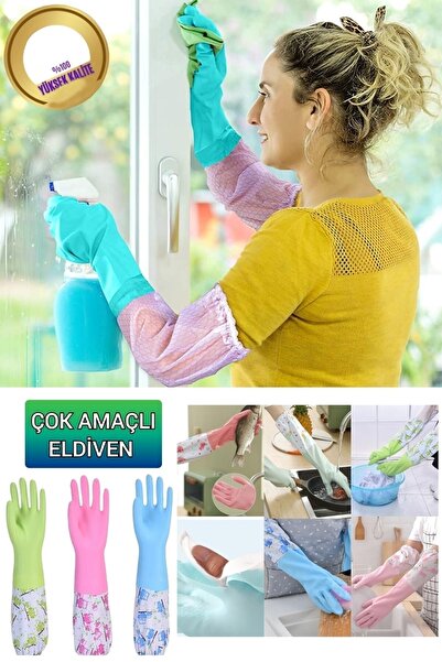 Duffa Sıcağa Dayanıklı Bulaşık Yıkama Eldiveni Su Geçirmez Genel Temizlik Eld...