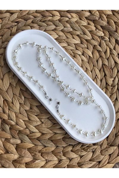 PEONY - peonyofficiall Pearl Design And Silver Transparent Bead Detailed Glasses Rope Glasses Strap Glasses Accessory