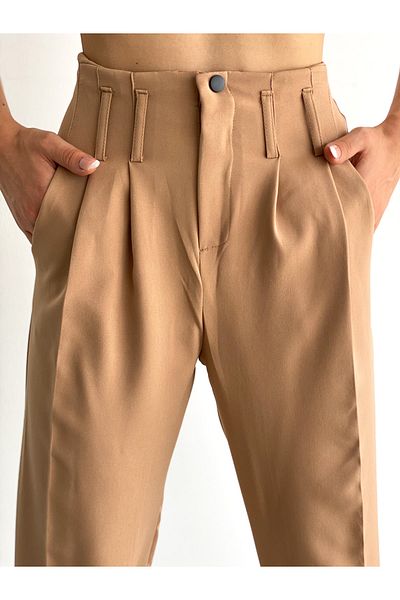 LB Laluna Butik Women's Brown Carrot Cut Trousers