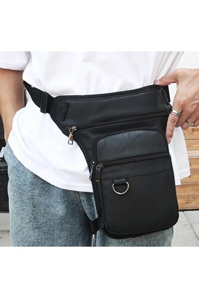 MOONS COSMETIC Suni Deri Su Geçirmez Bel Ve Bacak Çantası