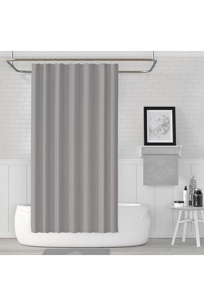 Zethome Κουρτίνα μπάνιου 1x180x200 Γκρι μονόπτυχο