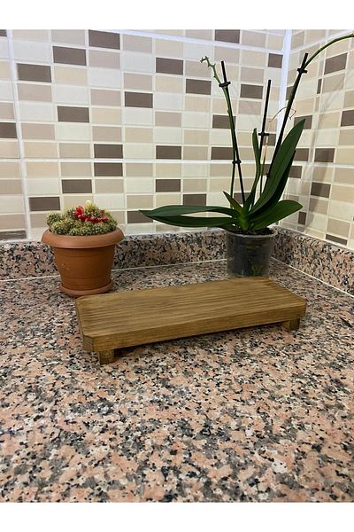 Apak Ahşap Multi-Purpose Presentation Holder, Flower Pot, Spice Rack Decorative Natural Wooden Tray, Multi-Purpose Stand