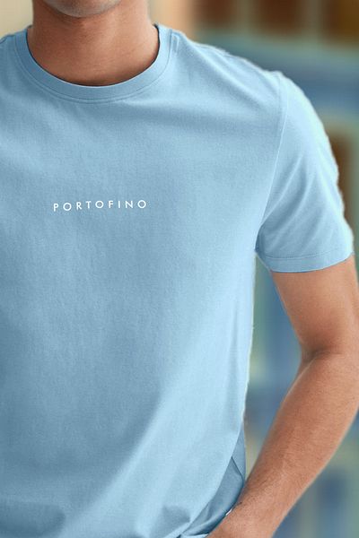 BESSA Ανδρικό μπλουζάκι με στάμπα Portofino Ice Blue Crew Neck