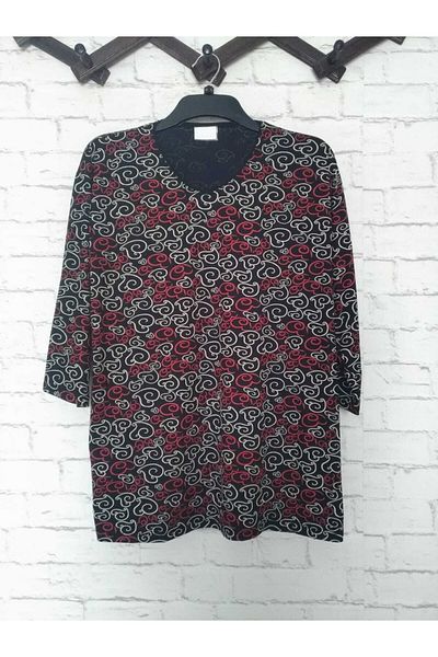 anne moda ankara رقبة على شكل حرف V خفيفة الوزن، مقاس كبير للصيف بالكامل، يحافظ على البرودة، ثلاثة أرباع كم منقوشة من الفيسكوز