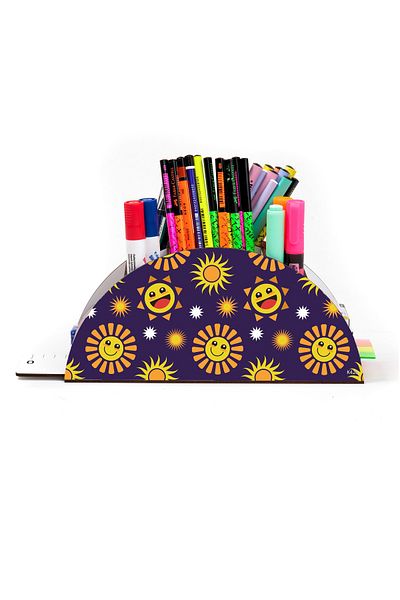kutuTR Wooden Vip Different Model Rainbow Ruled Desktop Pen Holder Organizer Assembled Boxed
