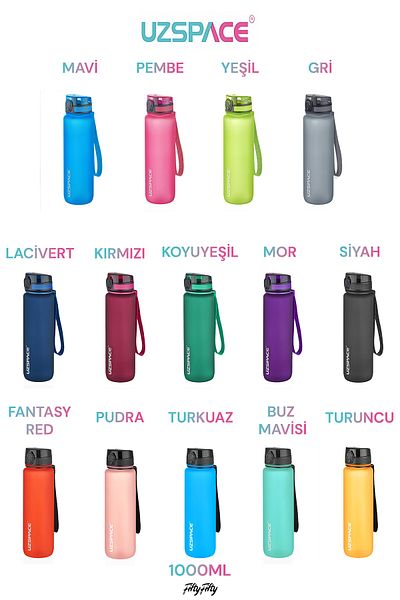 Uzspace Large Size 28 cm Uzspace 1000ml 1 Liter Water Flask Bpa No Odor Leakage 3038