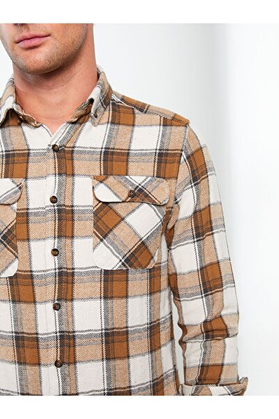 LC Waikiki Μακρυμάνικο καρό ανδρικό πουκάμισο με κανονική εφαρμογή