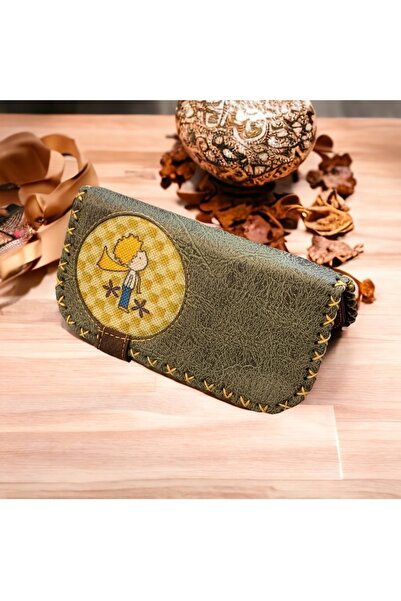 Şaşıkedi Otantik El Işçiliği Tasarım Para Cüzdanı Küçük Prens Hediye Yeşil