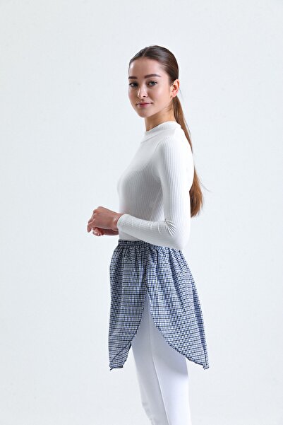 mirach Navy Blue Check Design - Κομψή, άνετη και λειτουργική φούστα Hijab Φούστα πουκάμισου με ανοιχτές πλευρές