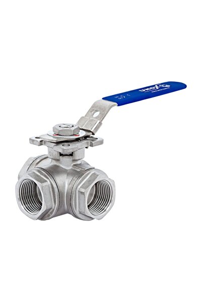 Unox 21/2"üç Yollu Tepe Flanşlı L Port Paslanmaz Dişli Küresel Vana