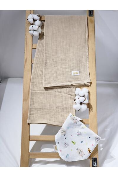 Yada Baby بطانية ملفوفة من القطن العضوي بطبقتين من الموسلين - طقم وشاح (منتج ...