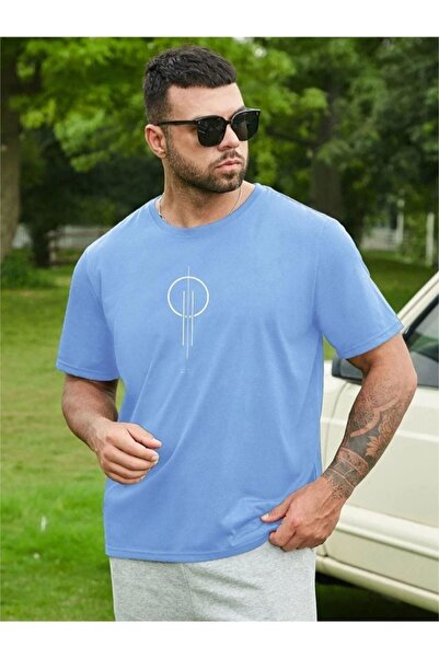 MYDARKSTYLE Men's Brown Circle Vertical Printed Oversize T-shirt