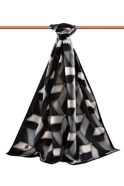 Vissona Γυναικείο σάλι πολυτελείας Medina Silk Grey-3